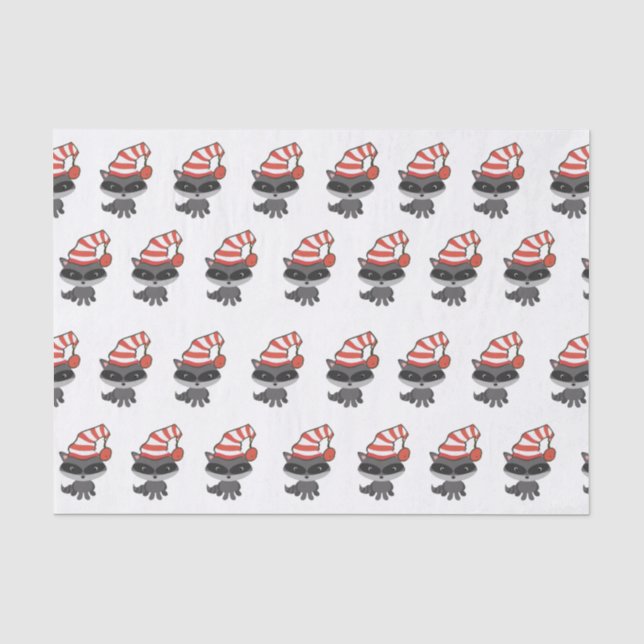 Woodland Creature Raccoon Christmas Tissue Paper (Front)