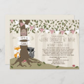 Woodland Creature Social Distance Pink Baby Shower Invitation (Front/Back)
