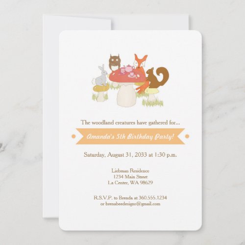 Woodland Creature Tea Party Invitation