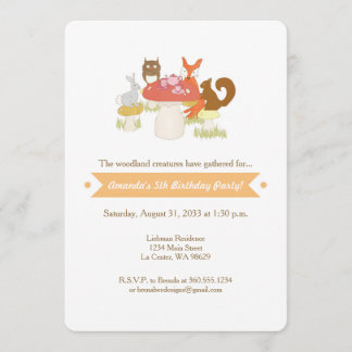 Woodland Creature Tea Party Invitation