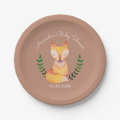 Woodland Creature Watercolor Baby Shower Paper Plates