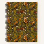 Woodland Creatures and Leaves Pattern Notebook