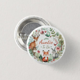 Woodland Creatures Auntie To Be Woodland Whimsy Button