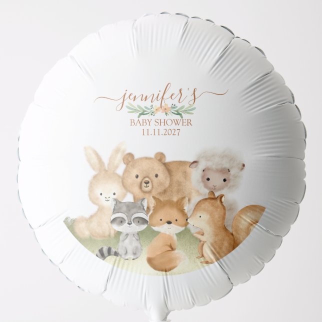 Woodland Creatures Baby Shower Balloon (Front)