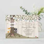 Woodland Creatures Baby Shower - Boy Invitation (Standing Front)