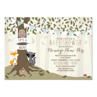 Woodland Creatures Baby Shower - Boy Invitation