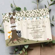 Woodland Creatures Baby Shower - Boy Invitation