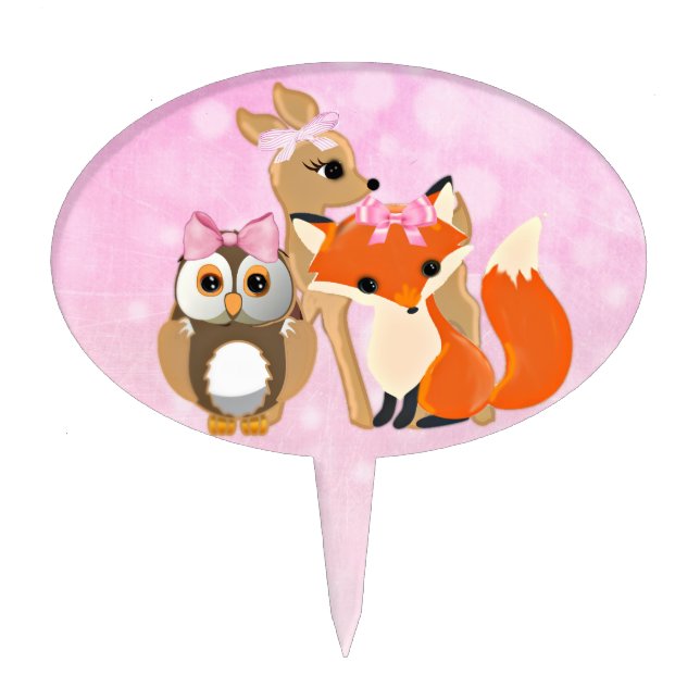 Woodland Creatures Baby Shower Cupcake Topper (Front)