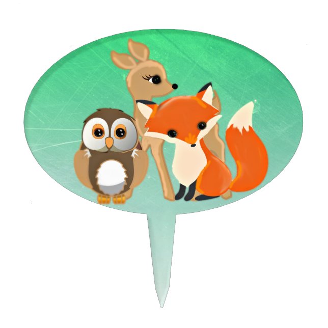 Woodland Creatures Baby Shower Cupcake Topper (Front)