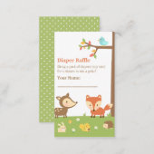 Woodland Creatures Baby Shower Diaper Raffle Enclosure Card (Front/Back)