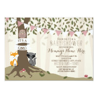 Woodland Creatures Baby Shower - Girl Card