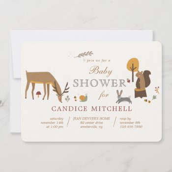 Woodland Creatures Baby Shower Invitation by PixiePrints at Zazzle