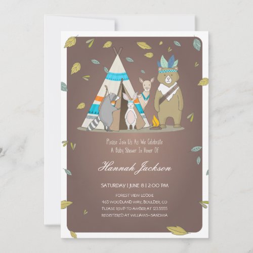 Woodland Creatures Baby Shower Invitation