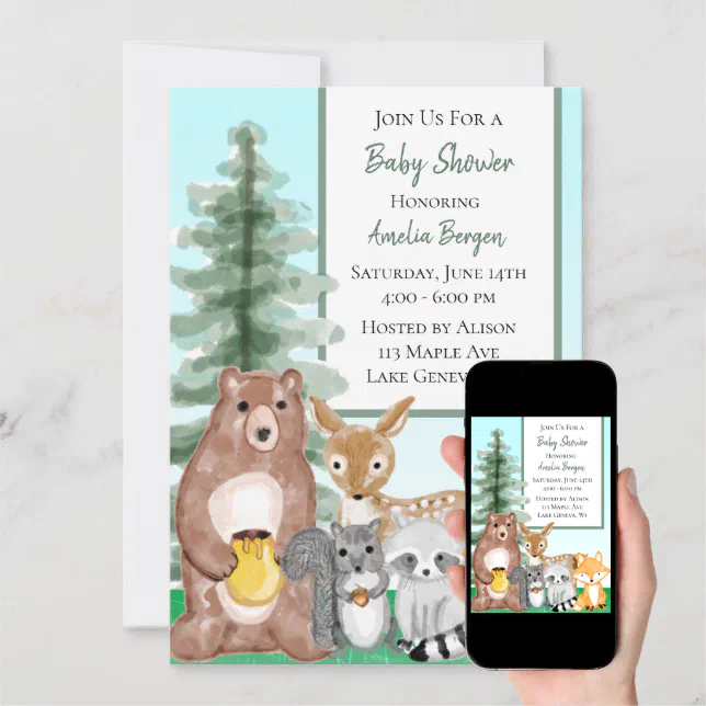 Woodland Creatures Baby Shower Invitation | Zazzle