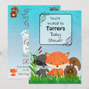 Woodland Creatures Baby Shower Invitation