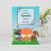 Woodland Creatures Baby Shower Invitation (Standing Front)