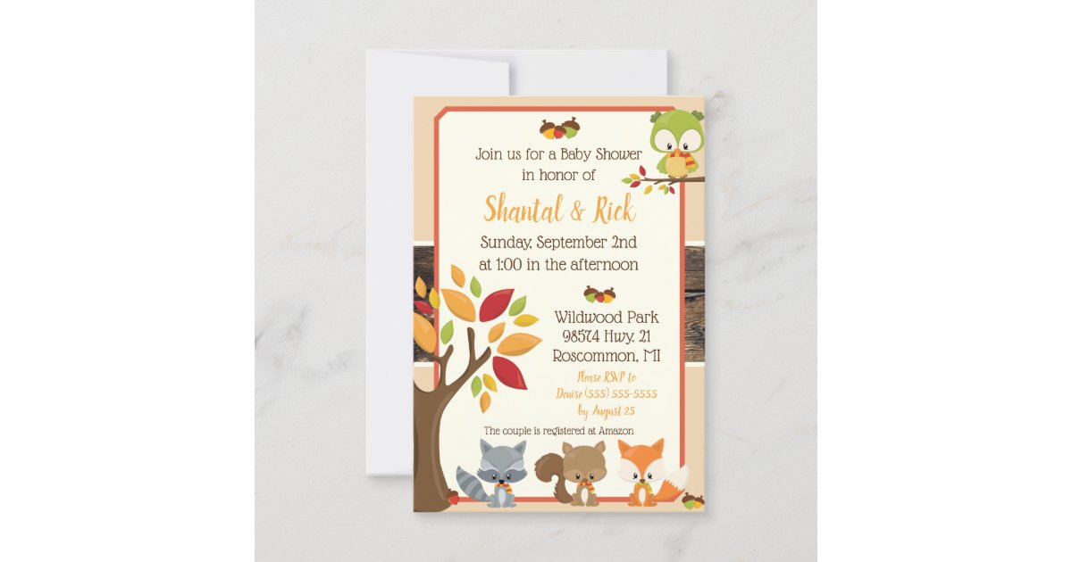 Woodland Creatures Baby Shower Invitation | Zazzle