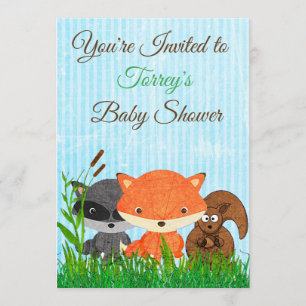 Woodland Creatures Baby Shower Invitation