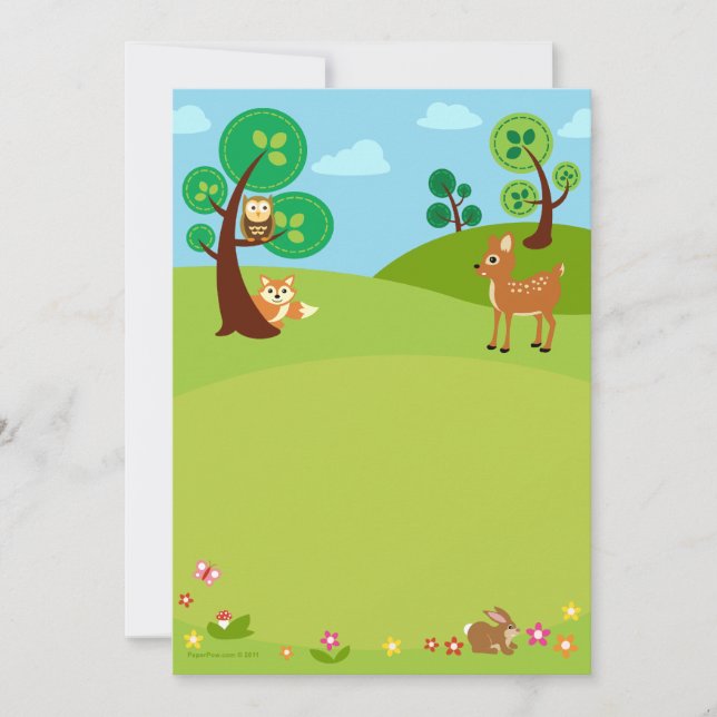 Woodland Creatures Baby Shower Invitations (Front)