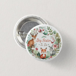 Woodland Creatures Big Sister To Be Woodland Button