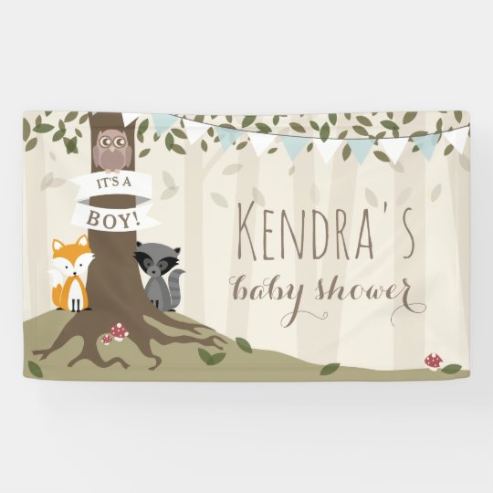 Woodland Creatures Boy Baby Shower Banner | Zazzle.com