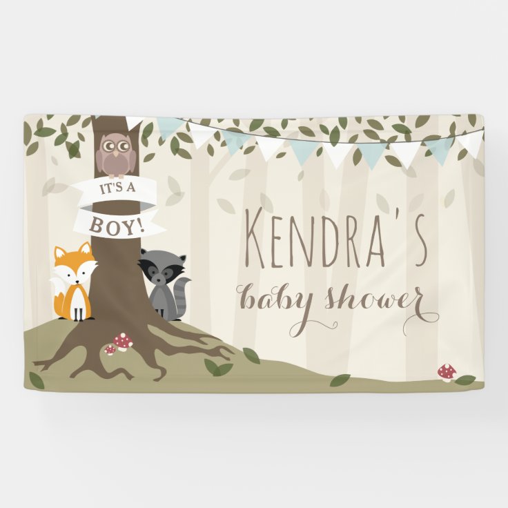 Woodland Creatures Boy Baby Shower Banner | Zazzle