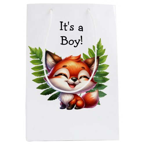 Woodland Creatures Boys Baby Shower Medium Gift Bag