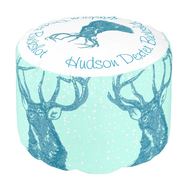 Woodland Creatures Deer Buck Nursery Decor Pouf (Angled Front)