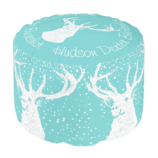 Woodland Creatures Deer Buck Nursery Decor Pouf (Angled Back)