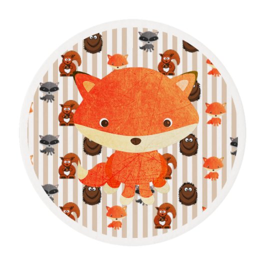 Woodland Creatures Edible Cupcake Topper Edible Frosting Rounds (Front)