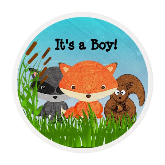 Woodland Creatures Edible Cupcake Topper Edible Frosting Rounds (Front)