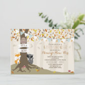 Woodland Creatures Fall Autumn Baby Shower - Boy Invitation (Standing Front)
