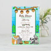Woodland Creatures Forest Animals Baby Shower   Invitation (Standing Front)