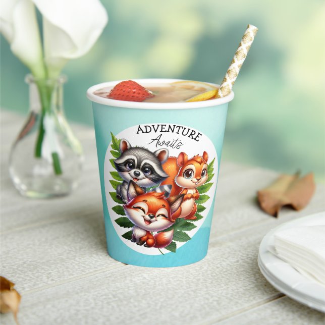 Woodland Creatures Forest Animals Baby Shower Paper Cups (Insitu)