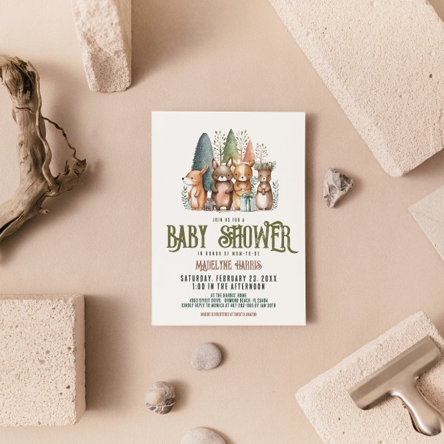Woodland Creatures Forest Watercolor Baby Shower Invitation (Creator Uploaded)