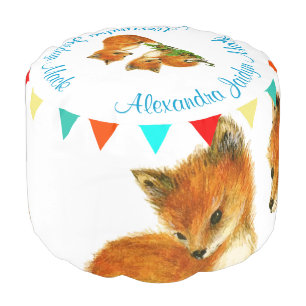 Woodland Creatures Fox Nursery Decor Pouf