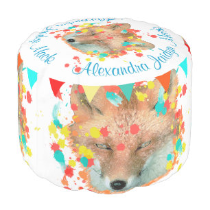 Woodland Creatures Fox Nursery Toddler Decor Pouf