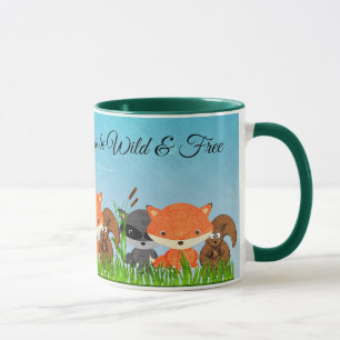 Woodland Creatures Fox Raccoon Squirrel Coffee Mug