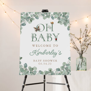 Woodland Creatures Greenery Baby Shower Welcome Foam Board