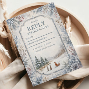 Woodland Creatures In Winter RSVP Card