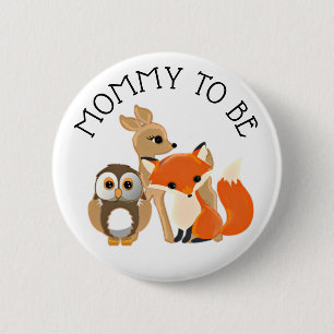 Woodland Creatures Mom to be Baby Shower Button