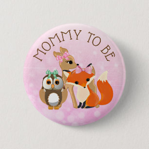 Woodland Creatures Mom to be Baby Shower Button