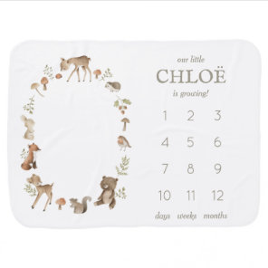 Woodland Creatures | Neutral Milestone Baby Blanket
