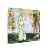 THROW PILLOW Rabbit Monsters Folk Art Print Whimsical Home 