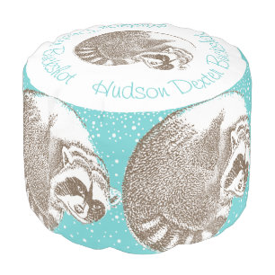 Woodland Creatures Raccoon Nursery Decor Pouf