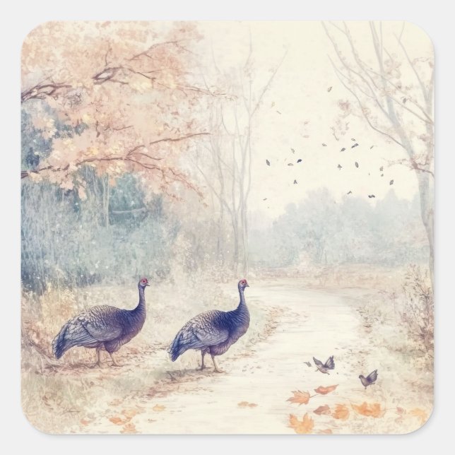 Woodland Creatures Square Sticker (Front)