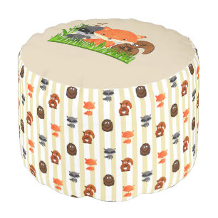 Woodland Creatures Tan Baby Boy Pouf