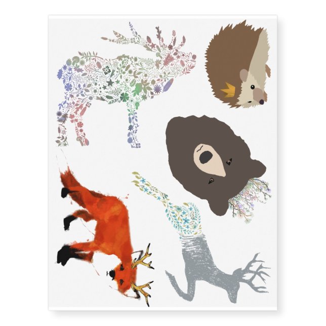 Woodland Creatures Temporary Tattoos (Front)