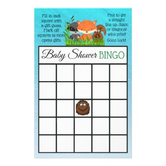 Woodland Creatures  themed baby shower games Flyer