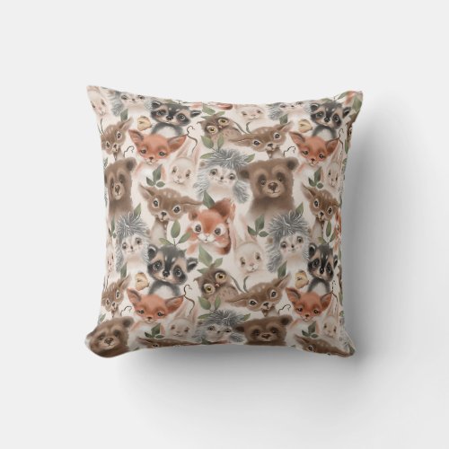 Woodland Creatures  Throw Pillow